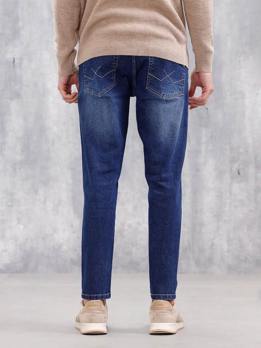 Men Casual Skinny Crop Jeans | Dark Stone