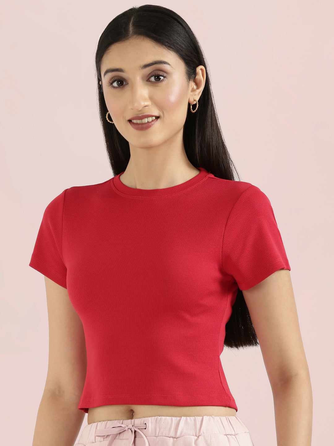 Rib Cotton Round Neck Crop Top