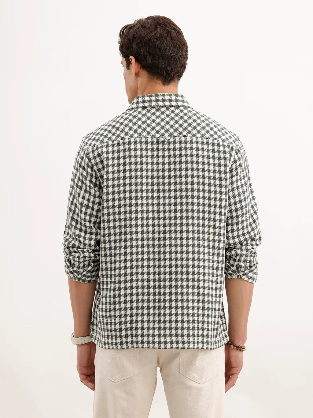 Comfort Fit Checkered Double Pocket Shirt  | Olive