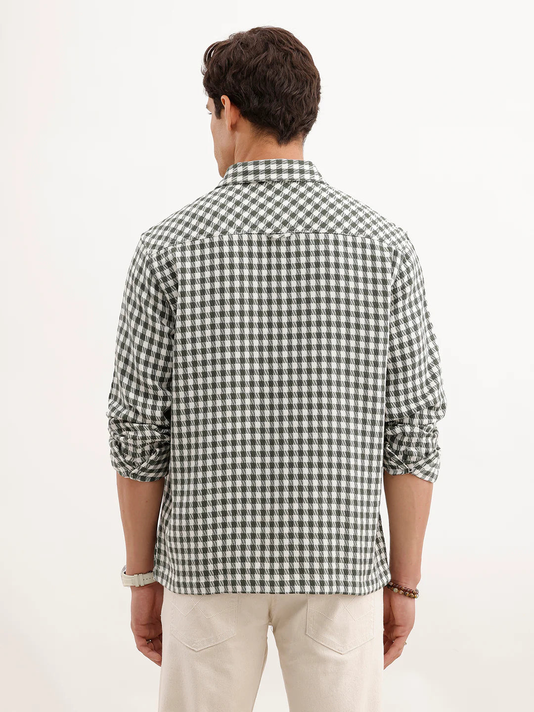 Comfort Fit Checkered Double Pocket Shirt  | Olive