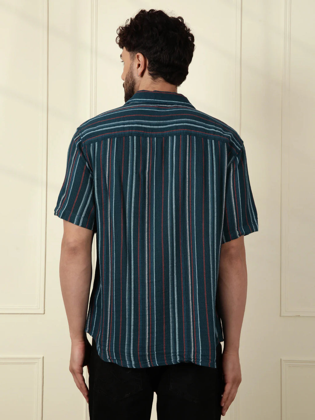 Textured Stripes Light Weight Shirt | Dark Blue