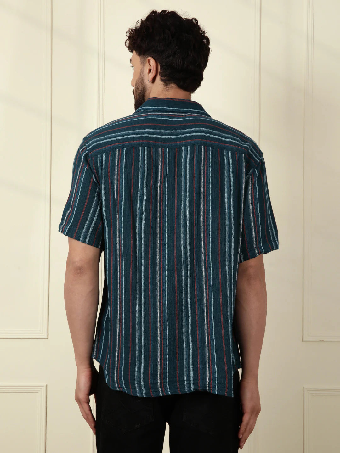 Textured Stripes Light Weight Shirt | Dark Blue