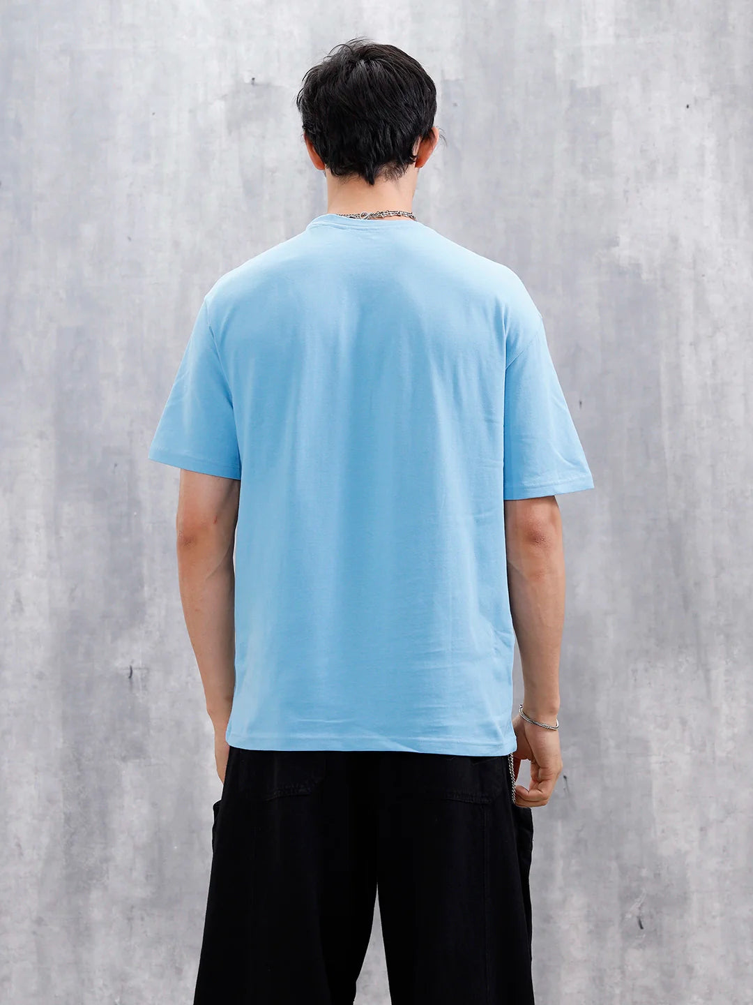 Wrogn Men’s Oversized Graphic Print T-Shirt | Blue