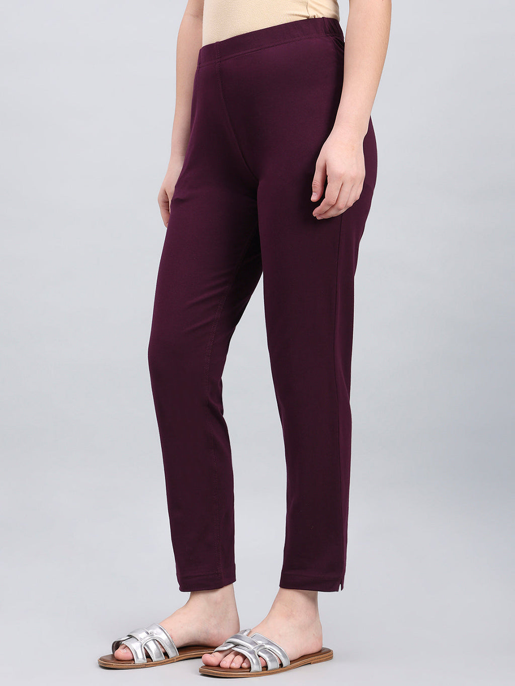 Dark Purple Cotton Stretch Kurti pants