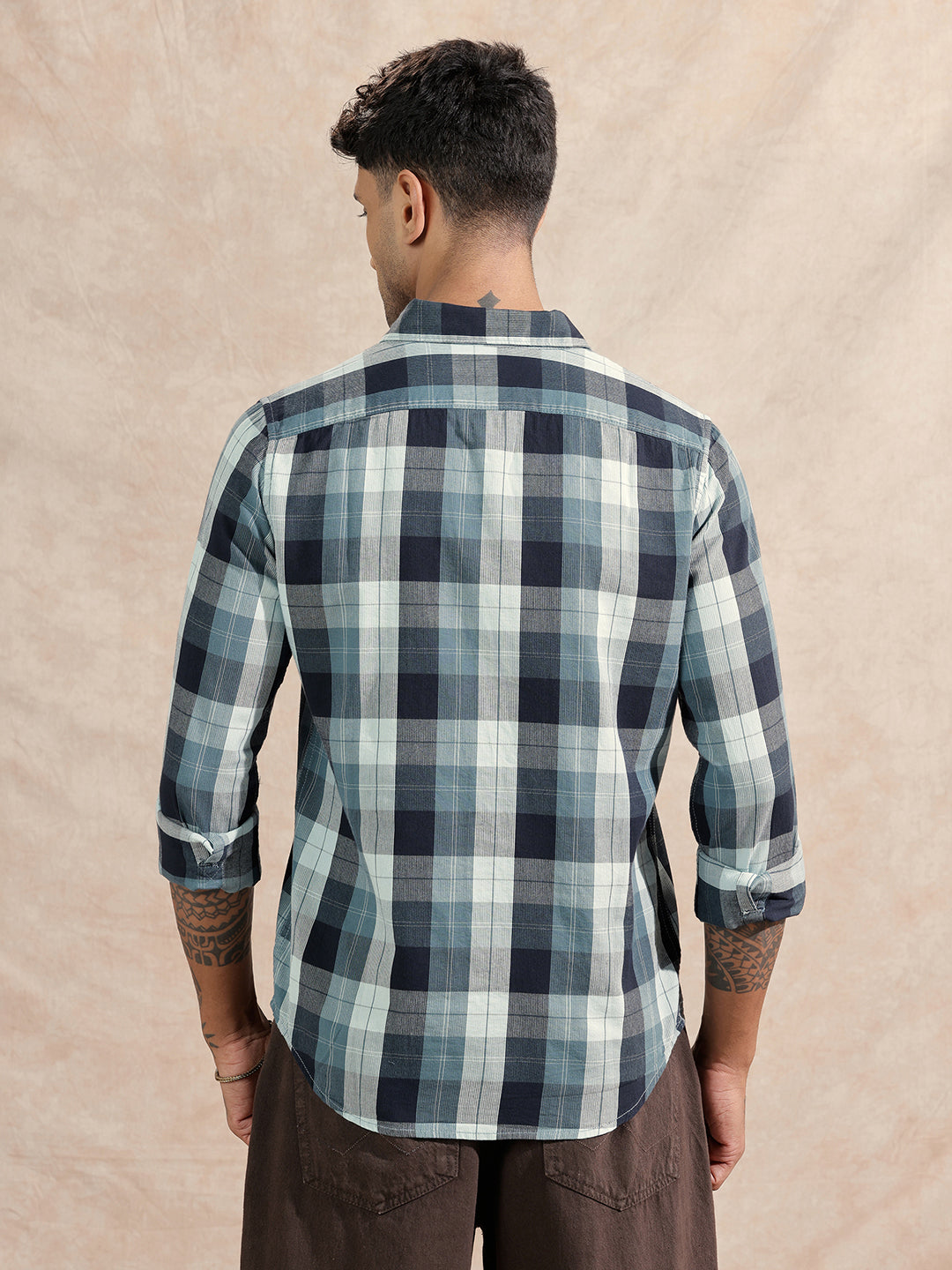 Micro Cord Checked Shirt | Green