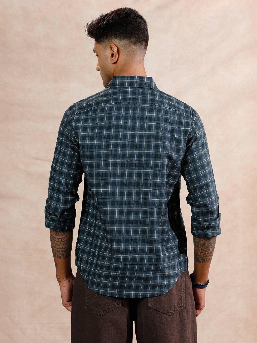 Micro Checks Regular Fit Shirt | Dark Grey