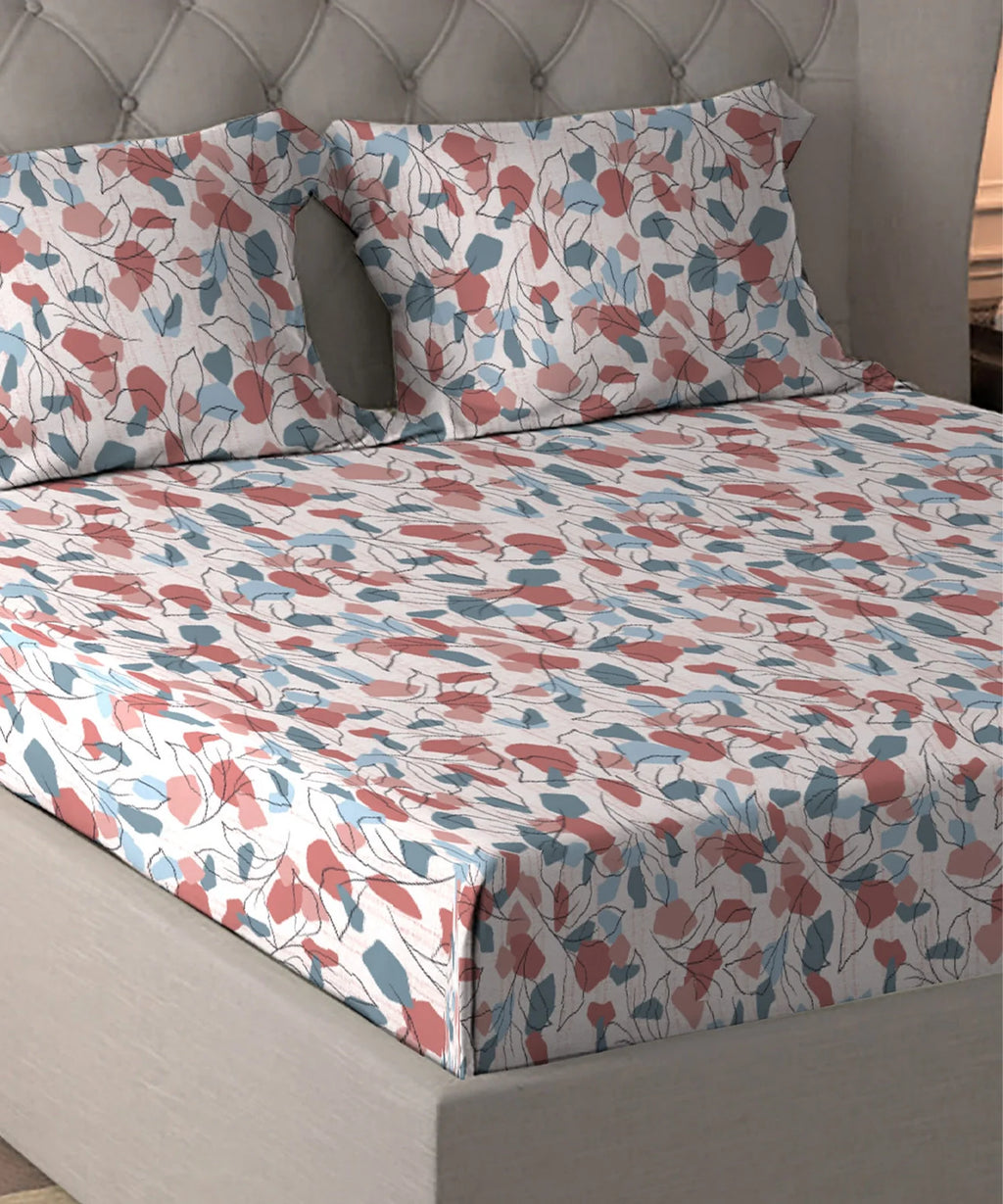 Home Essential Warm Fitted King Bedsheet, Eloise| 290 GSM Polyester|2 Pillow Covers