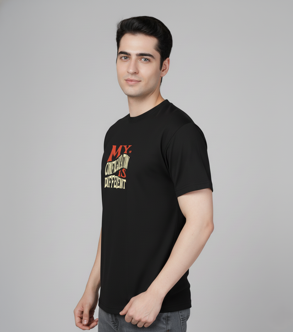 Men Cotton Black Printed Tshirt