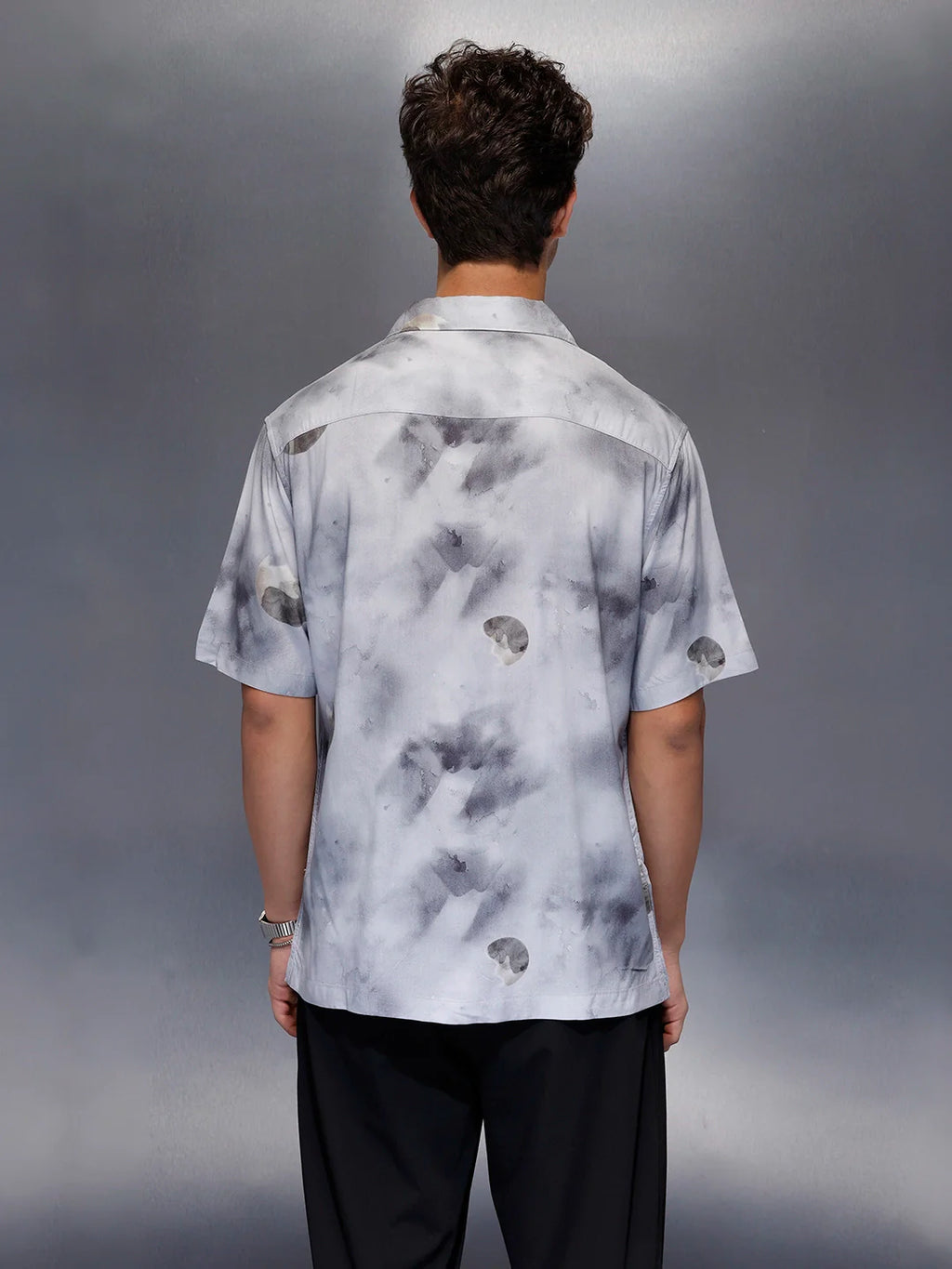 Men’s casual grey printed resort shirt | Grey