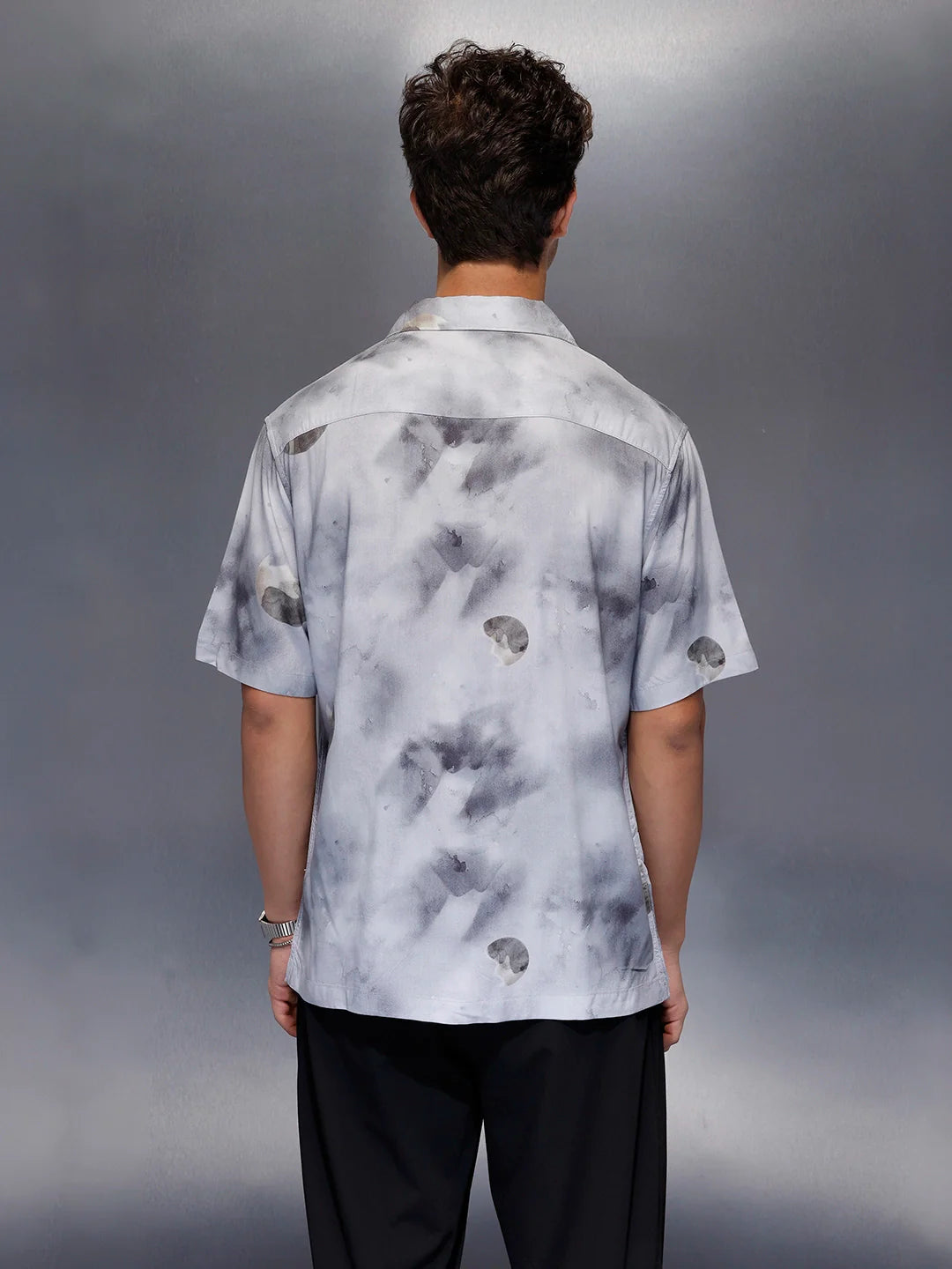 Men’s casual grey printed resort shirt | Grey