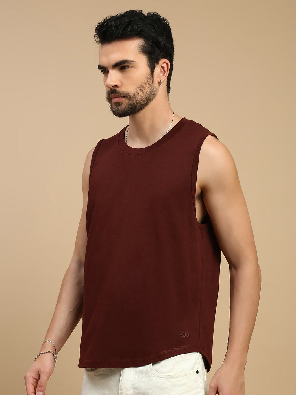 Men Brown Singlet Comfort T-Shirt