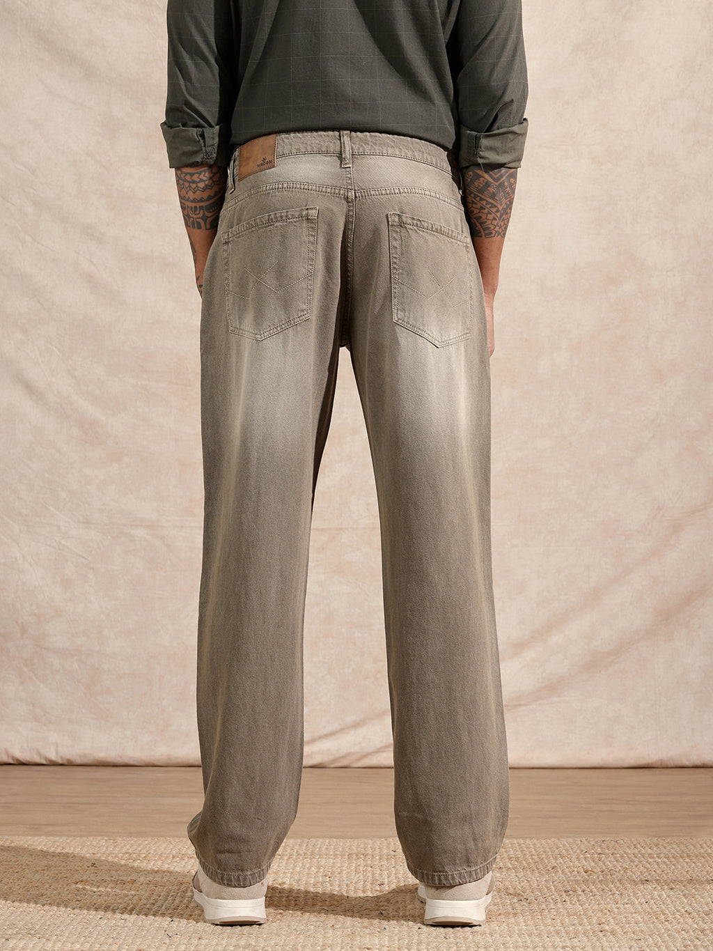 Solid Anti Fit Jeans  | Khaki