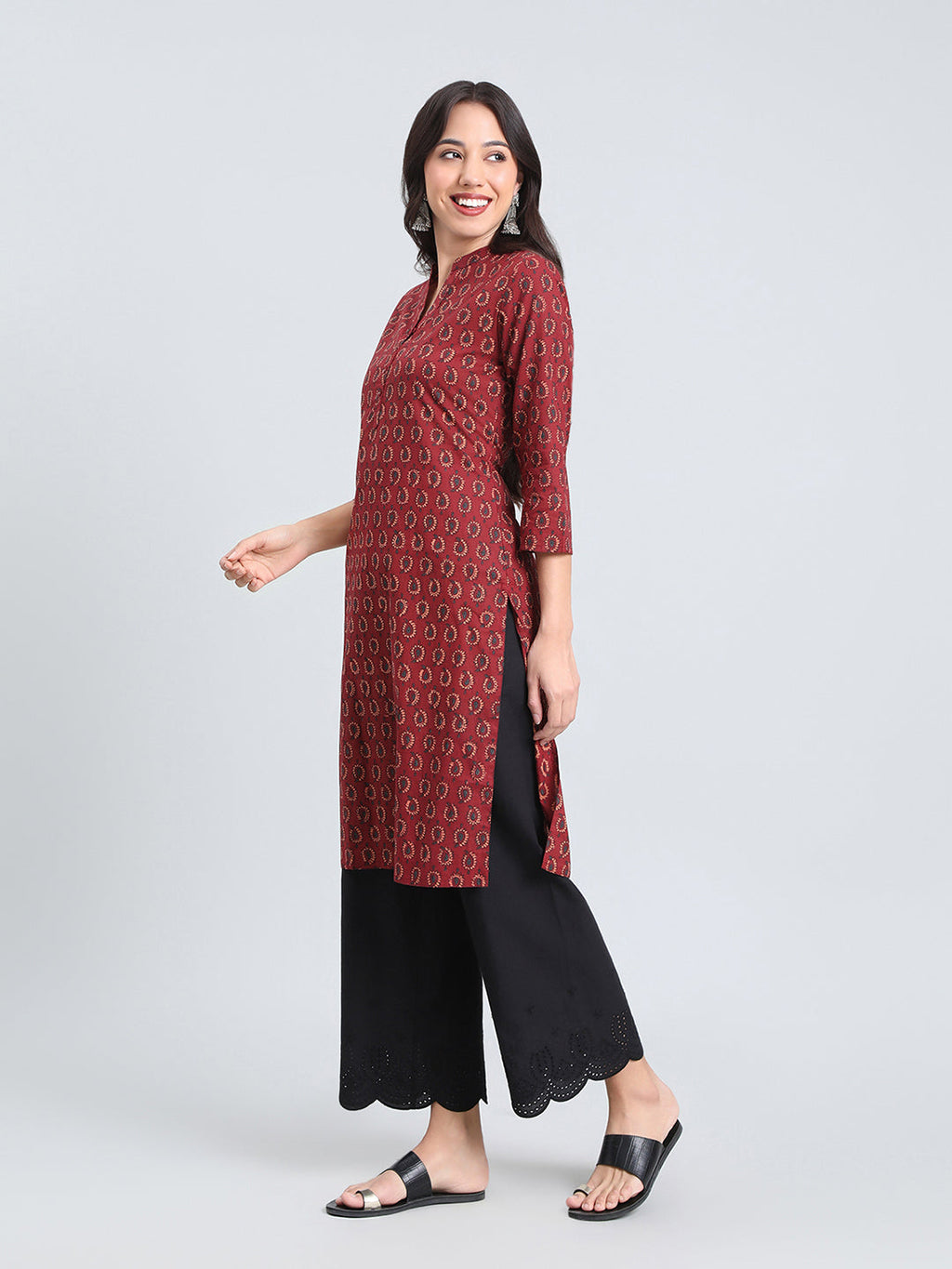 Cotton Paisley Buti Print Straight Kurta