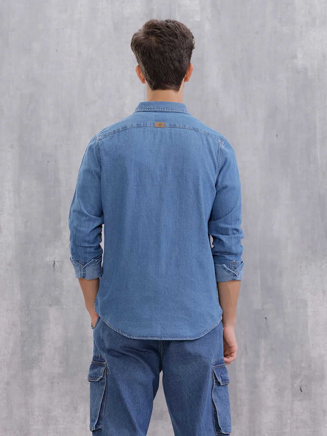 Indigo Washed Casual Regualr Fit Denim Shirt | Blue