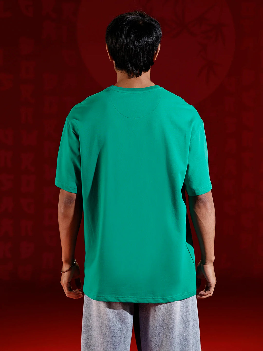 Playful chest print oversized T-shirt | Green