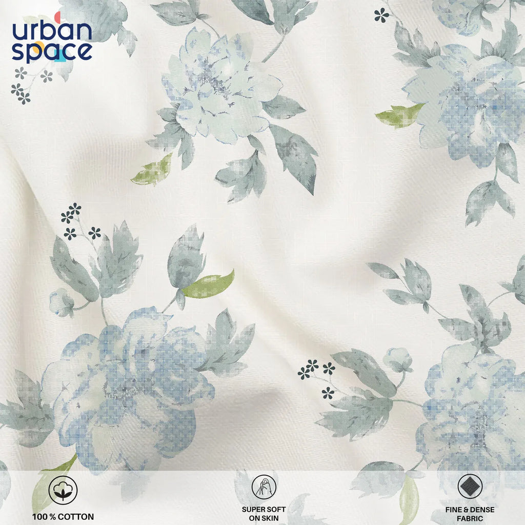 Serene 200 TC 100% Cotton Bedsheet with Pillow Covers - Sapphire Dusty Blue