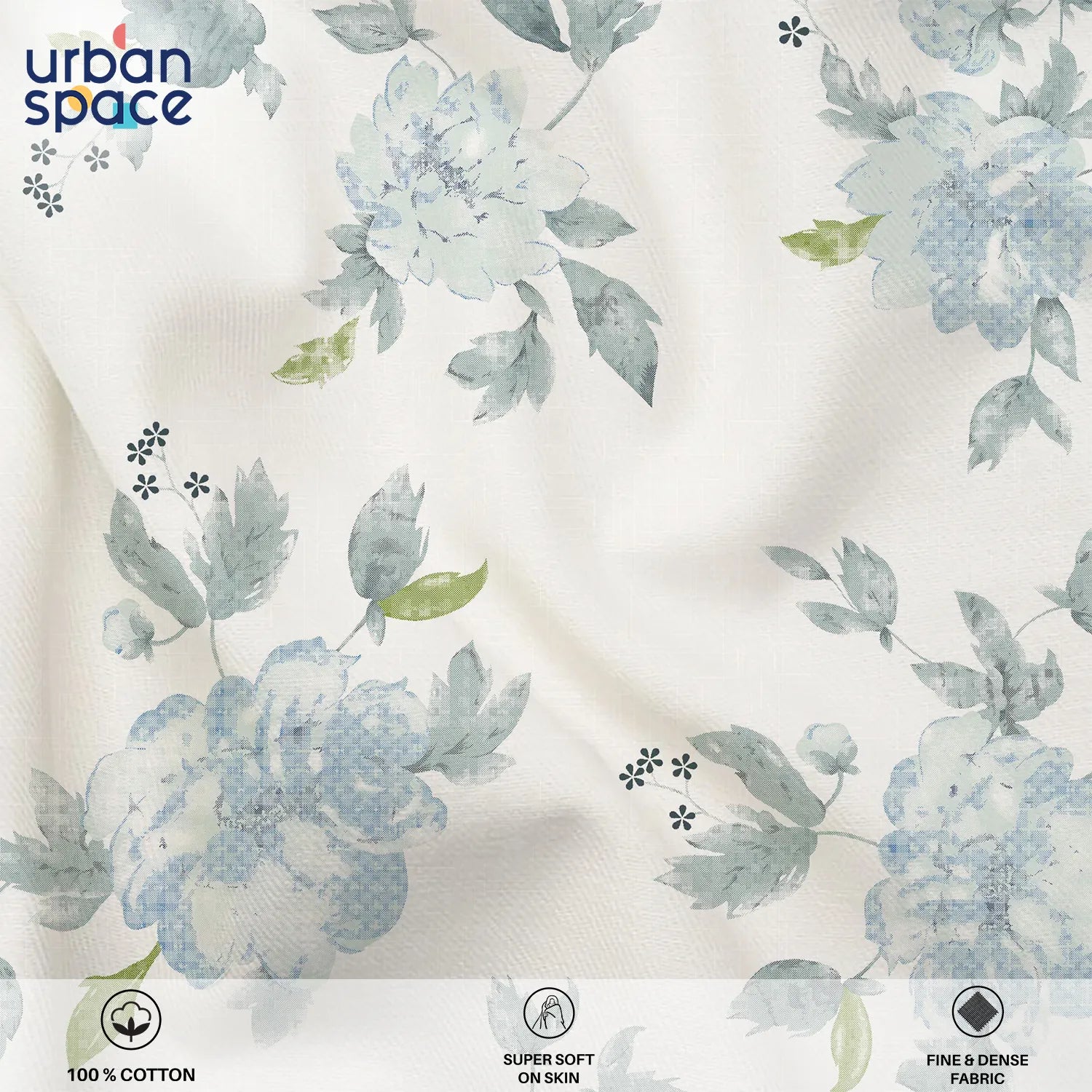 Serene 200 TC 100% Cotton Bedsheet with Pillow Covers - Sapphire Dusty Blue