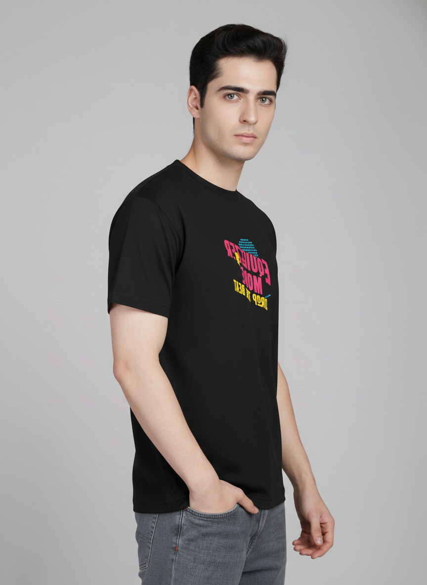 Men Cotton Black Printed Tshirt