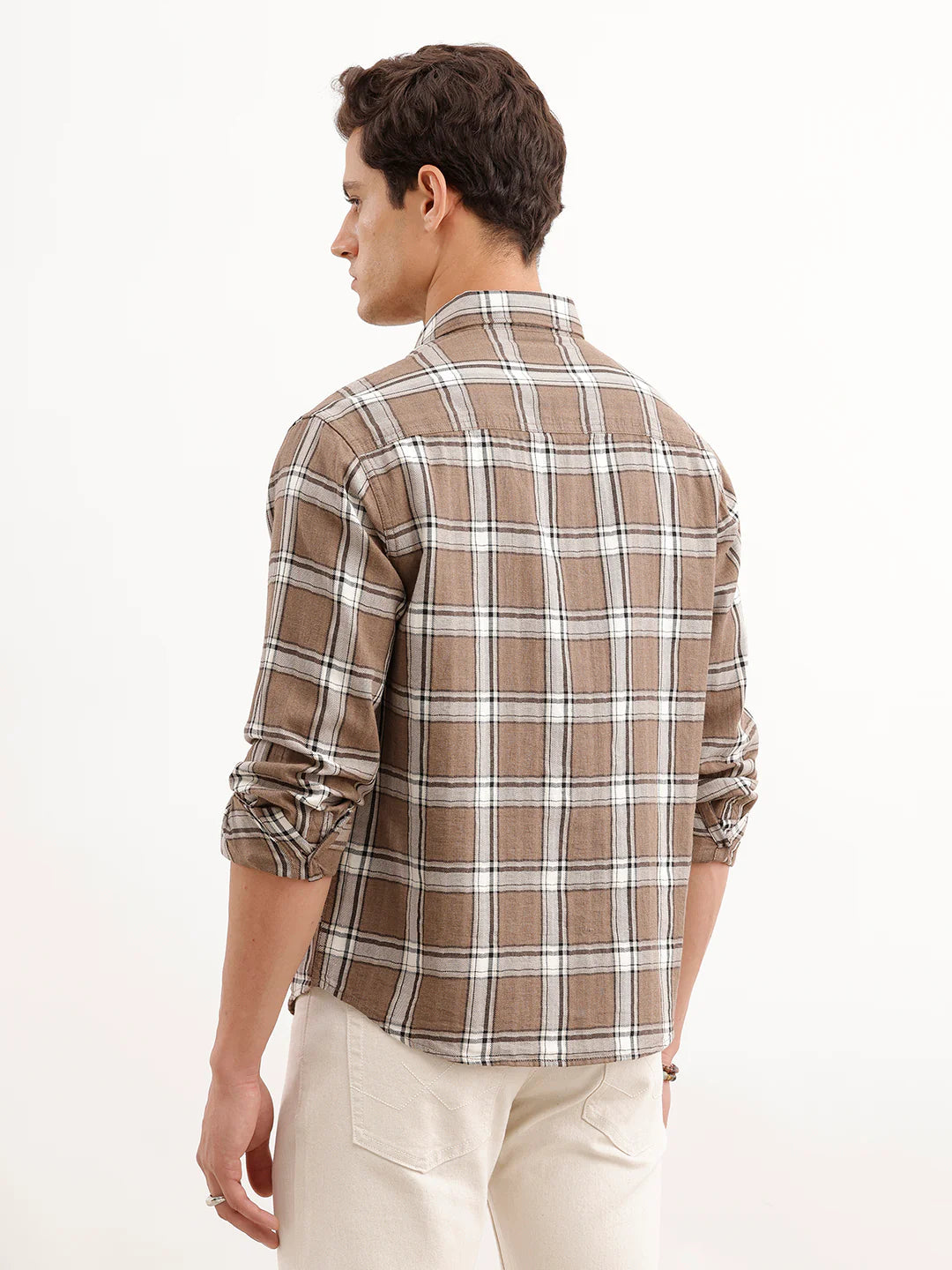 Comfort Fit Checkered Shirt  | Brown