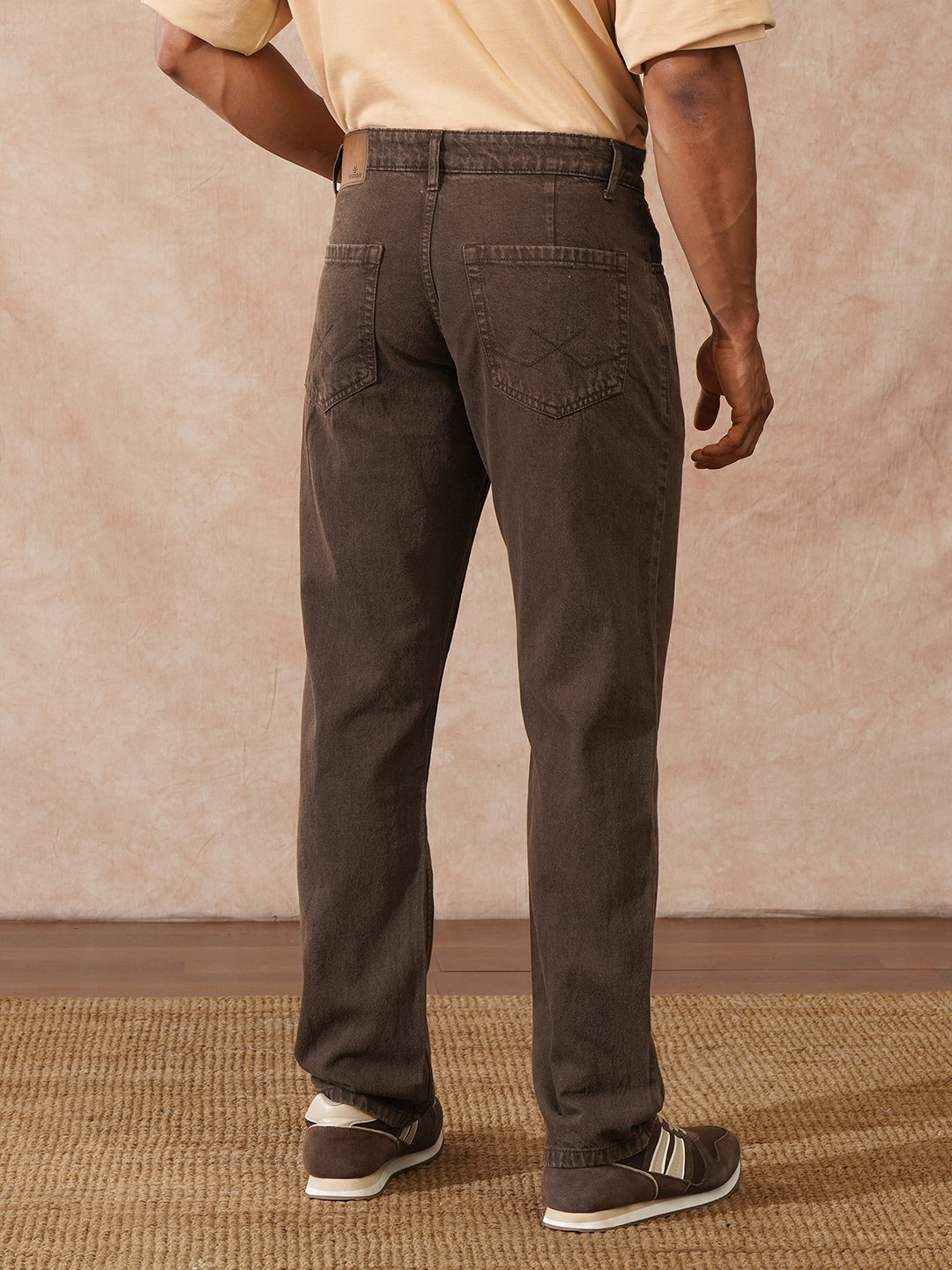 Faded Relaxed Fit Jeans | Brown