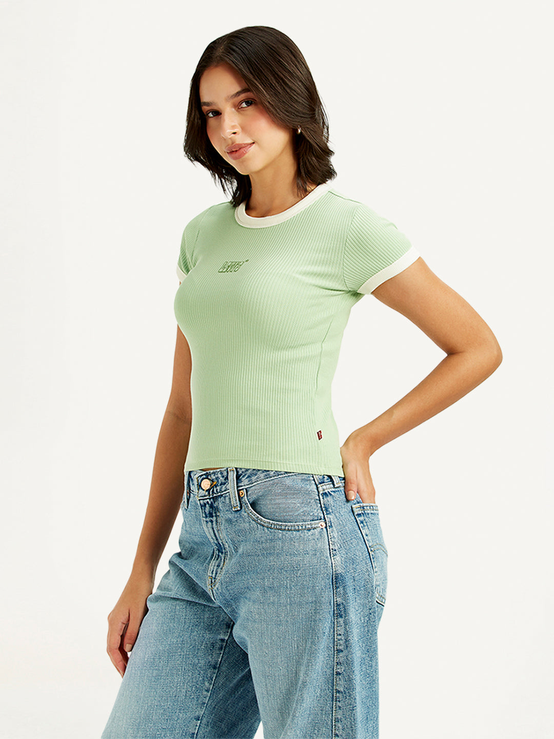 Women's Solid Slim Fit Ringer T-shirt