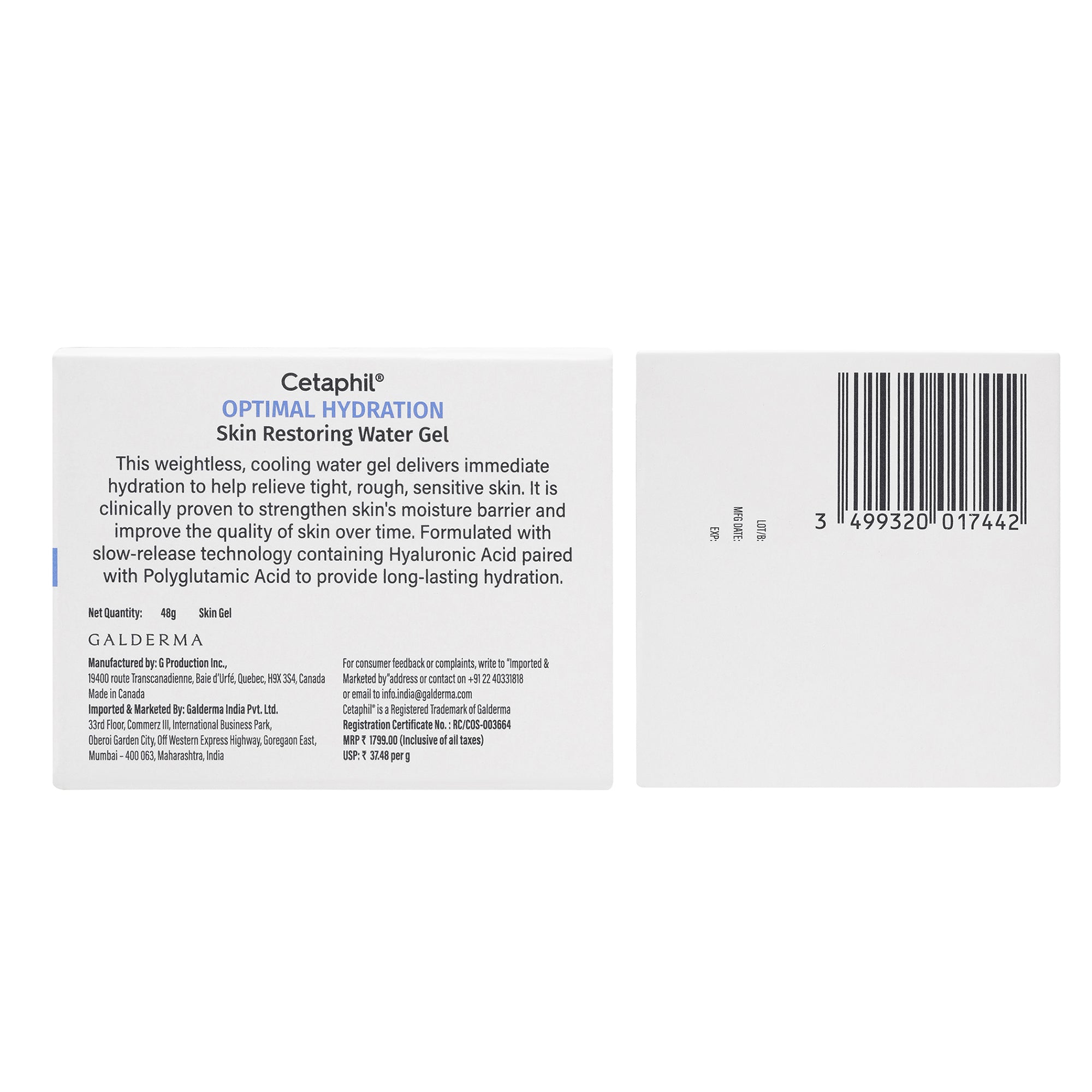 Cetaphil Optimal Hydration Restoring Water Gel 48 g