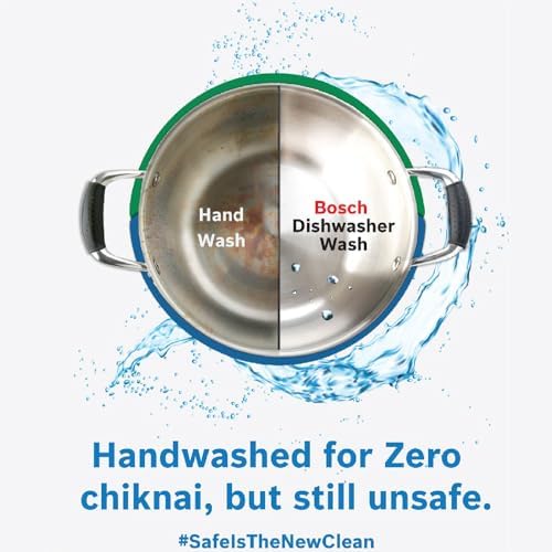 Bosch 13 Place Setting, EcoSilence Drive, Hygiene plus with Intensive Kadhai program, Adjustable Upper Rack Free Standing Dishwasher, World No.1 Brand in Dishwasher (SMS66GW01I, White, Inbuilt heater)