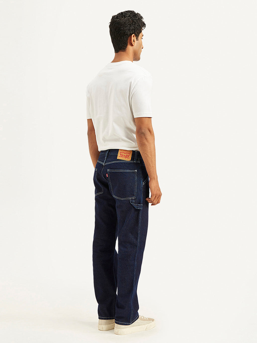 Men's 555 Navy Blue Relaxed Straight Fit Mid Rise Jeans