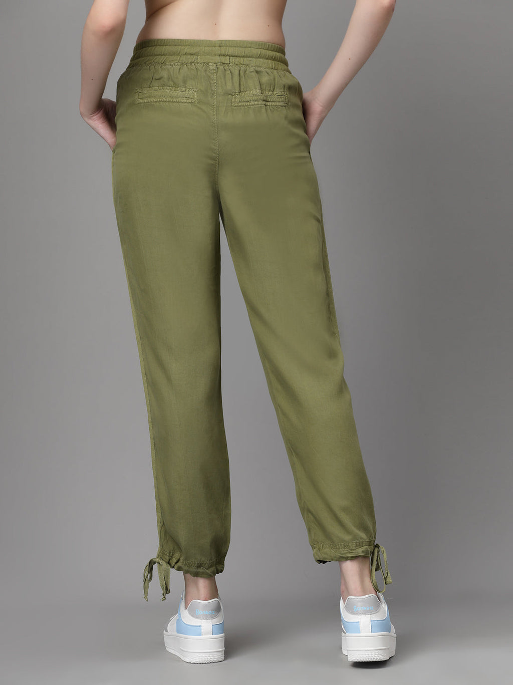 Olive Green Cotton Solid Lower