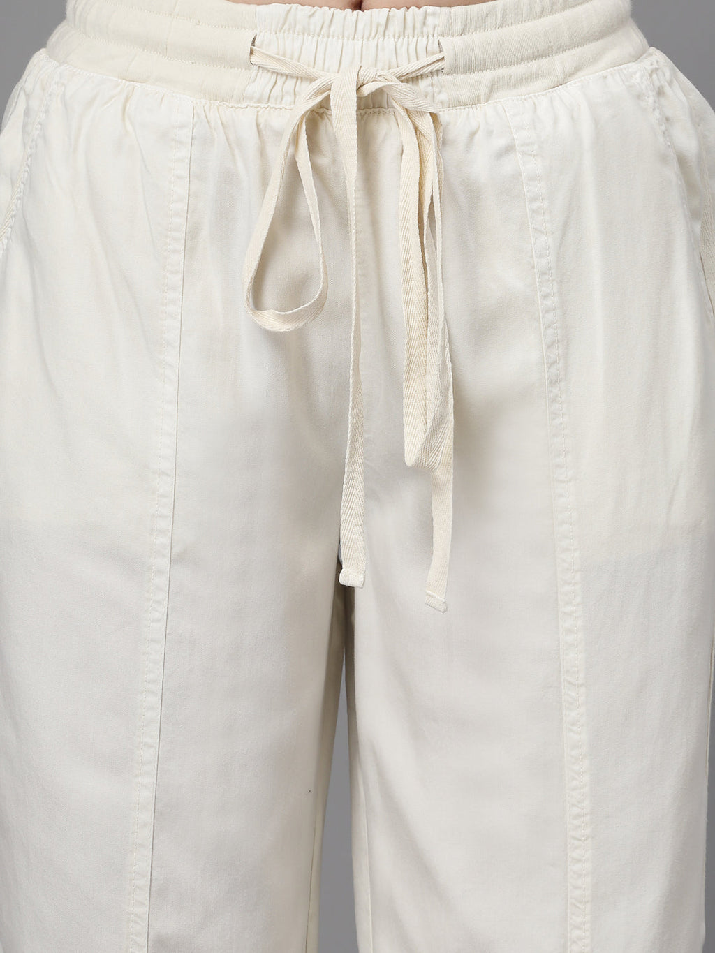 Cream Cotton Solid Lower