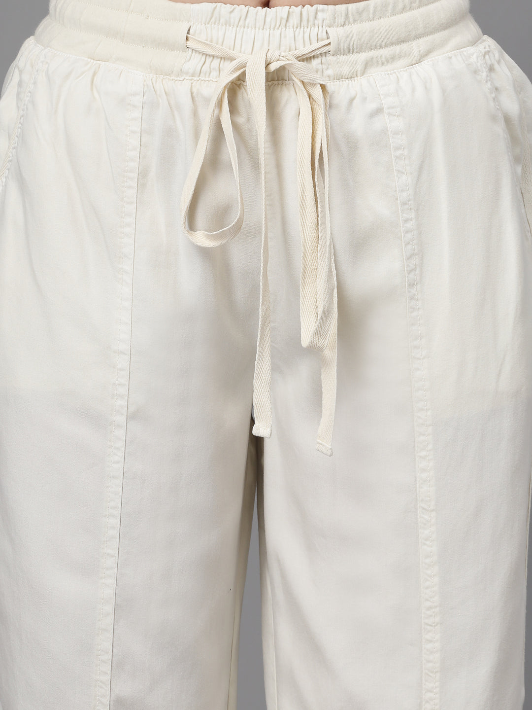 Cream Cotton Solid Lower