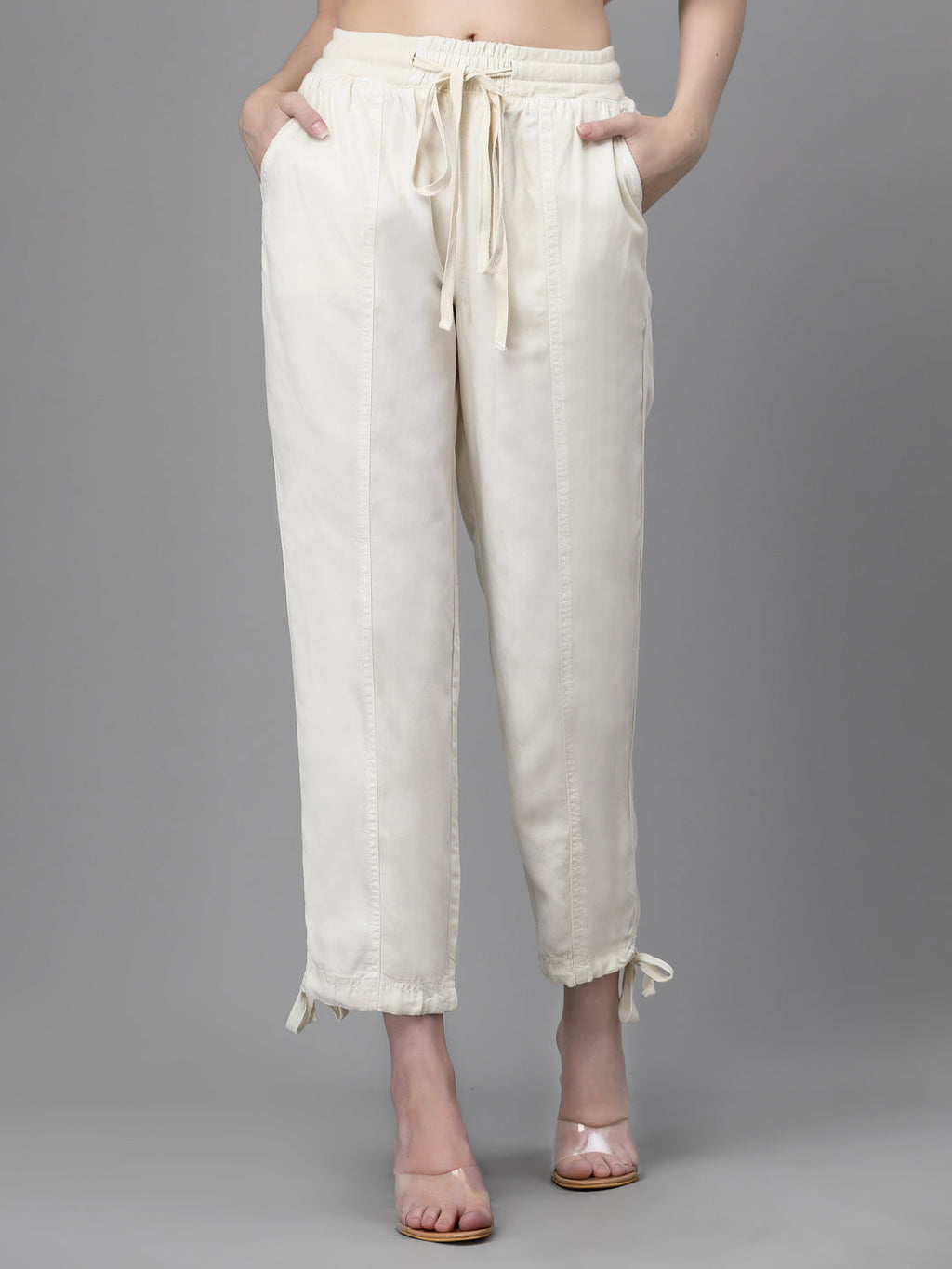 Cream Cotton Solid Lower