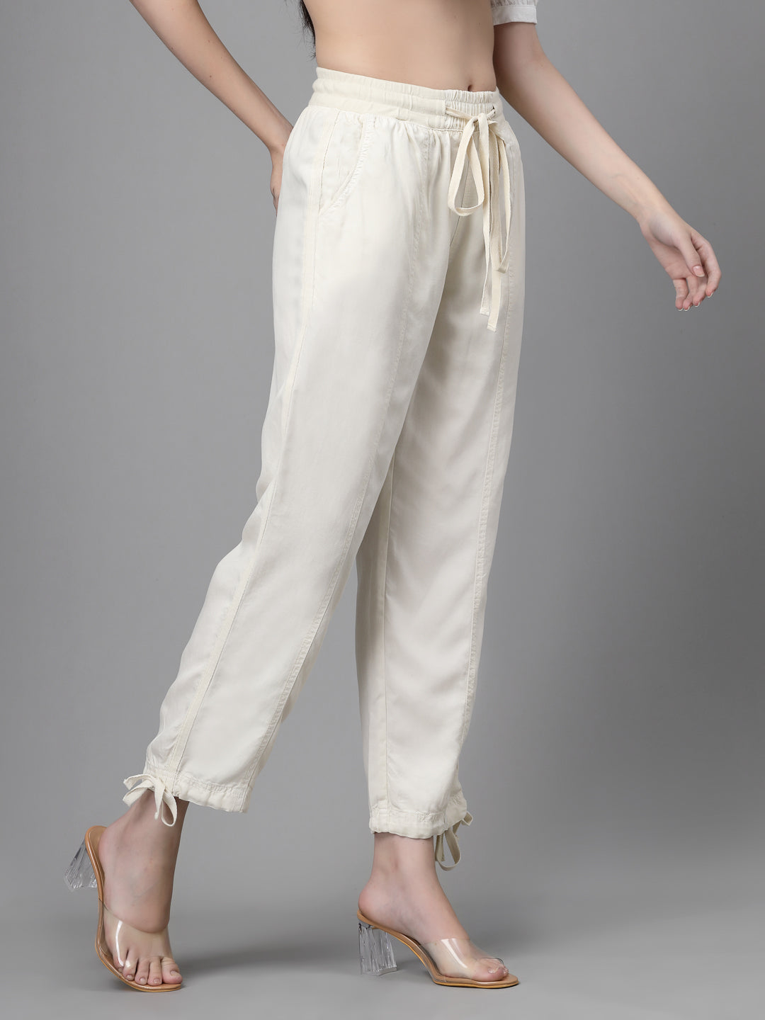 Cream Cotton Solid Lower