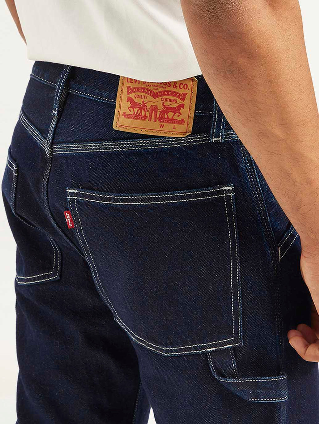 Men's 555 Navy Blue Relaxed Straight Fit Mid Rise Jeans