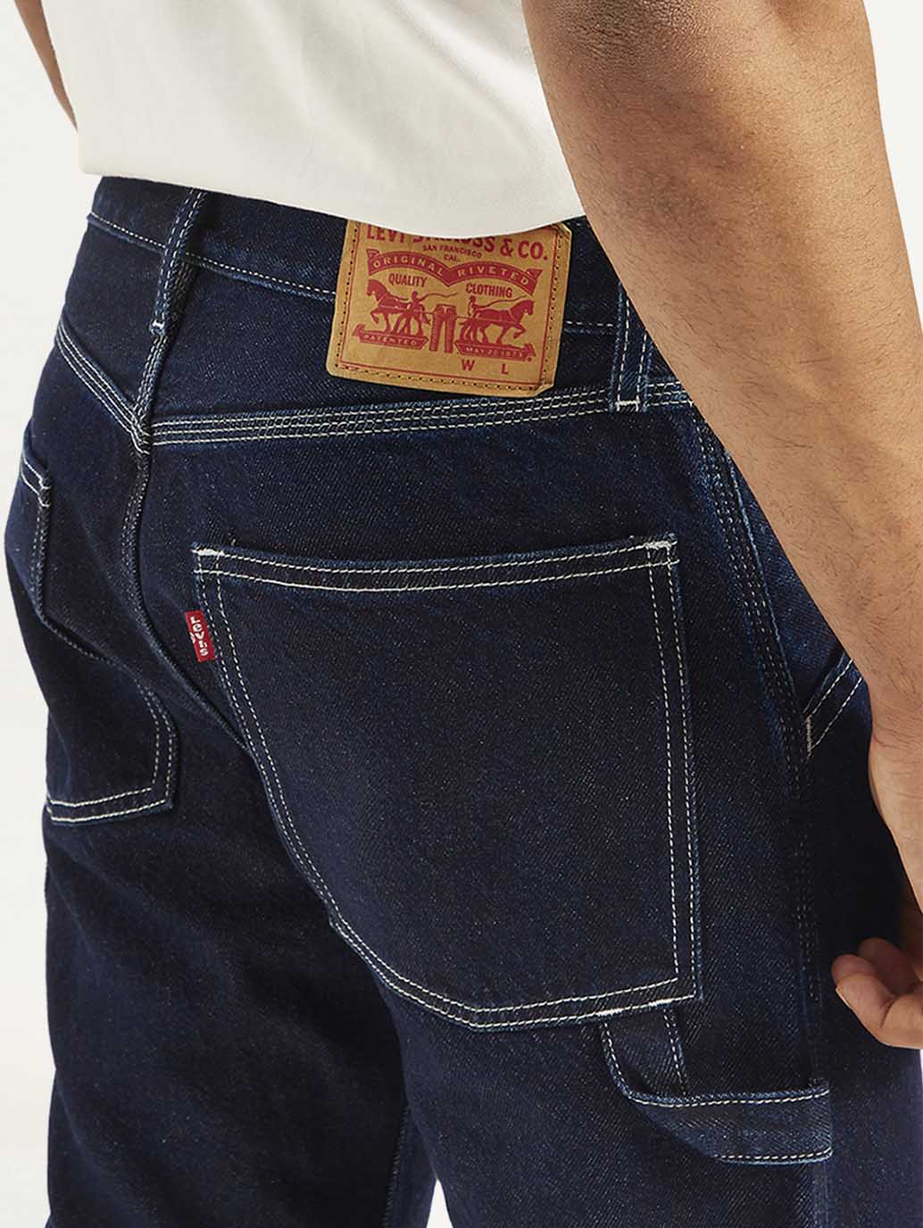 Men's 555 Navy Blue Relaxed Straight Fit Mid Rise Jeans