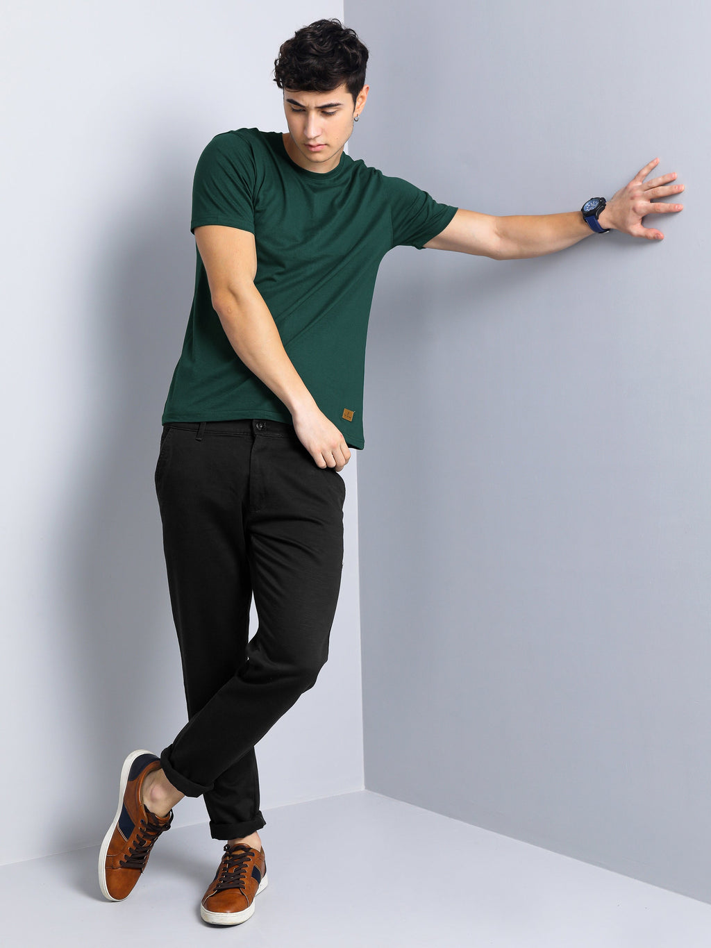 Men Plain Olive T-Shirt