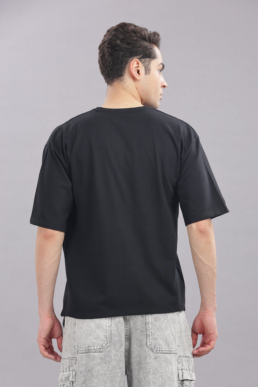 Men Black Cotton Oversized T-Shirt