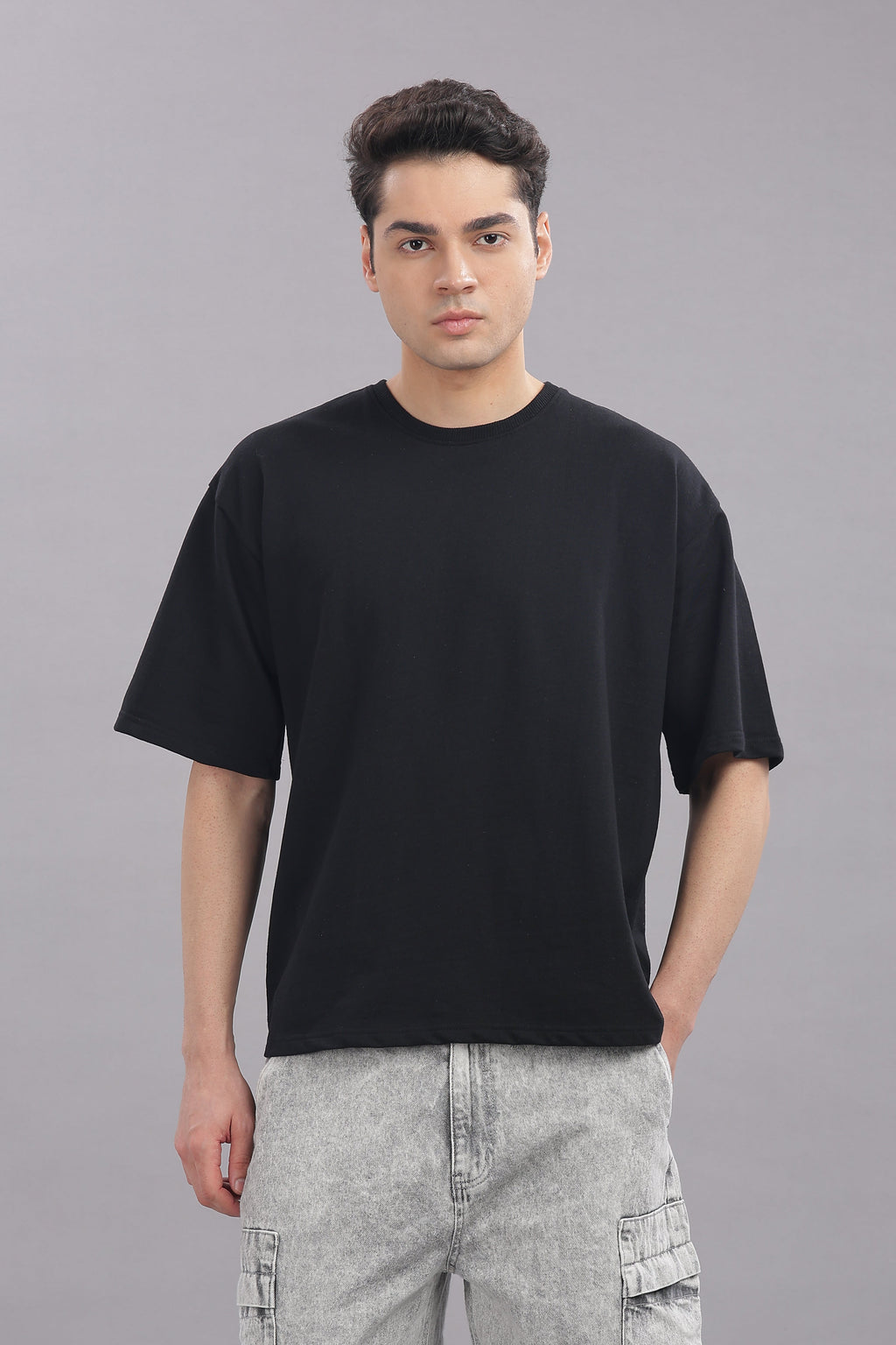Men Black Cotton Oversized T-Shirt