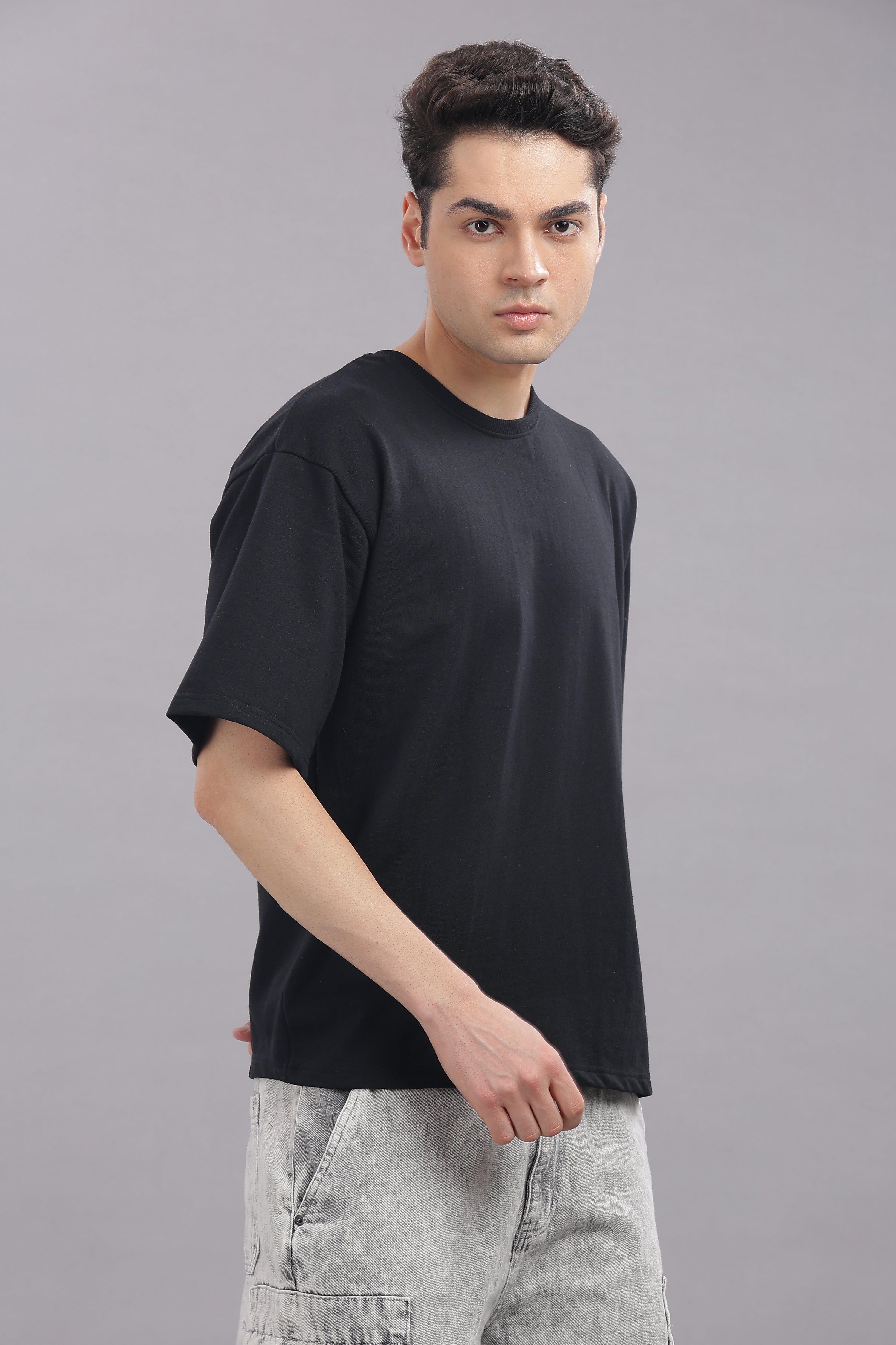 Men Black Cotton Oversized T-Shirt