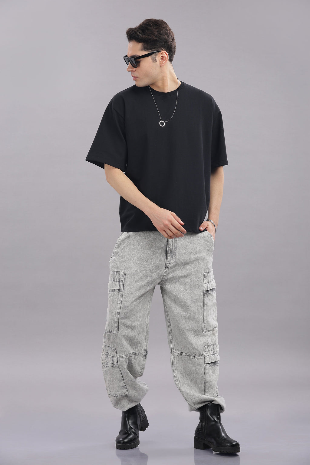Men Black Cotton Oversized T-Shirt