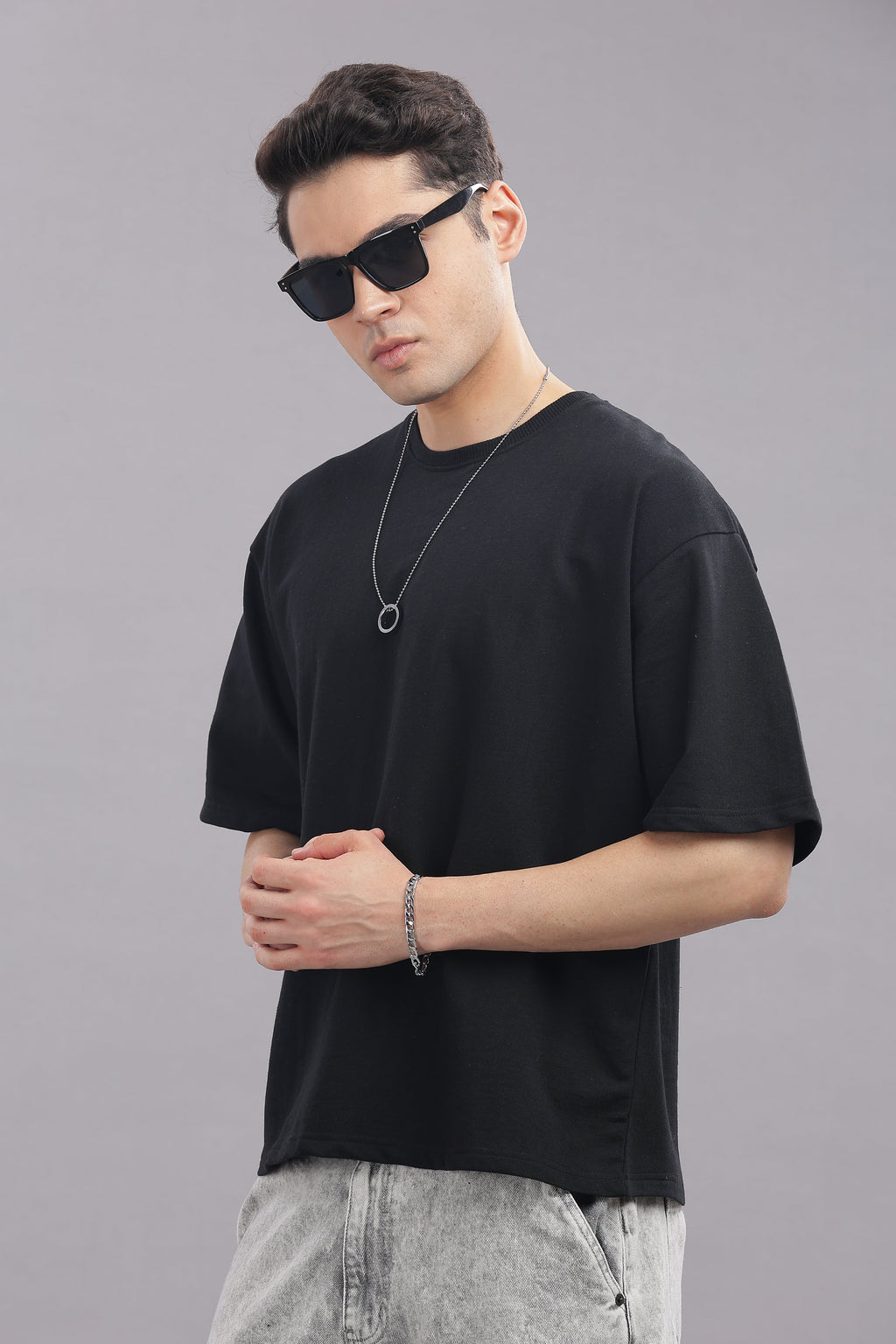 Men Black Cotton Oversized T-Shirt