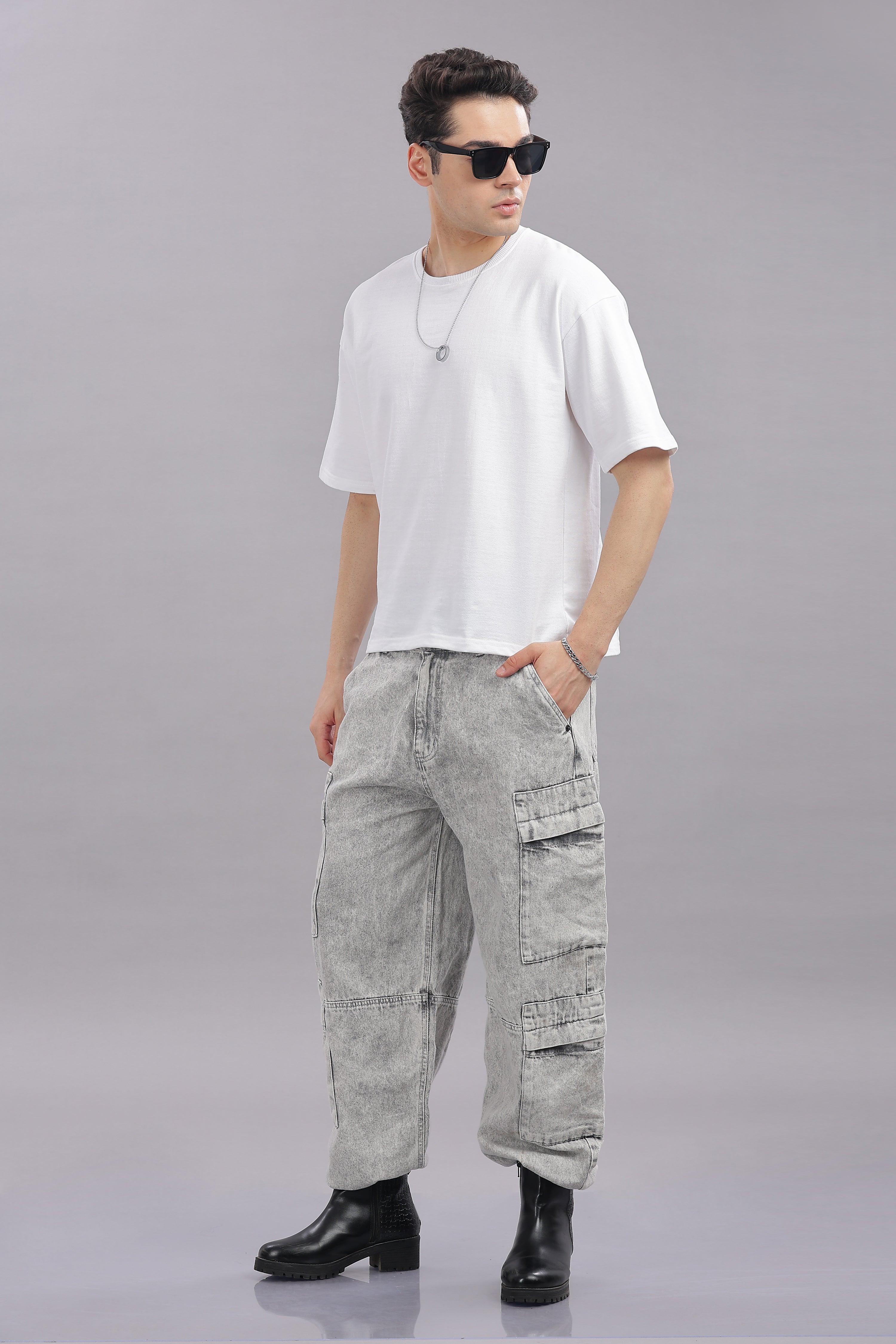 Men White Cotton Oversized T-Shirt