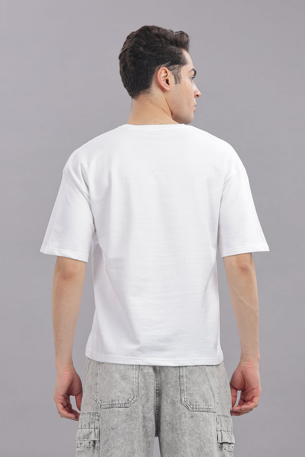 Men White Cotton Oversized T-Shirt