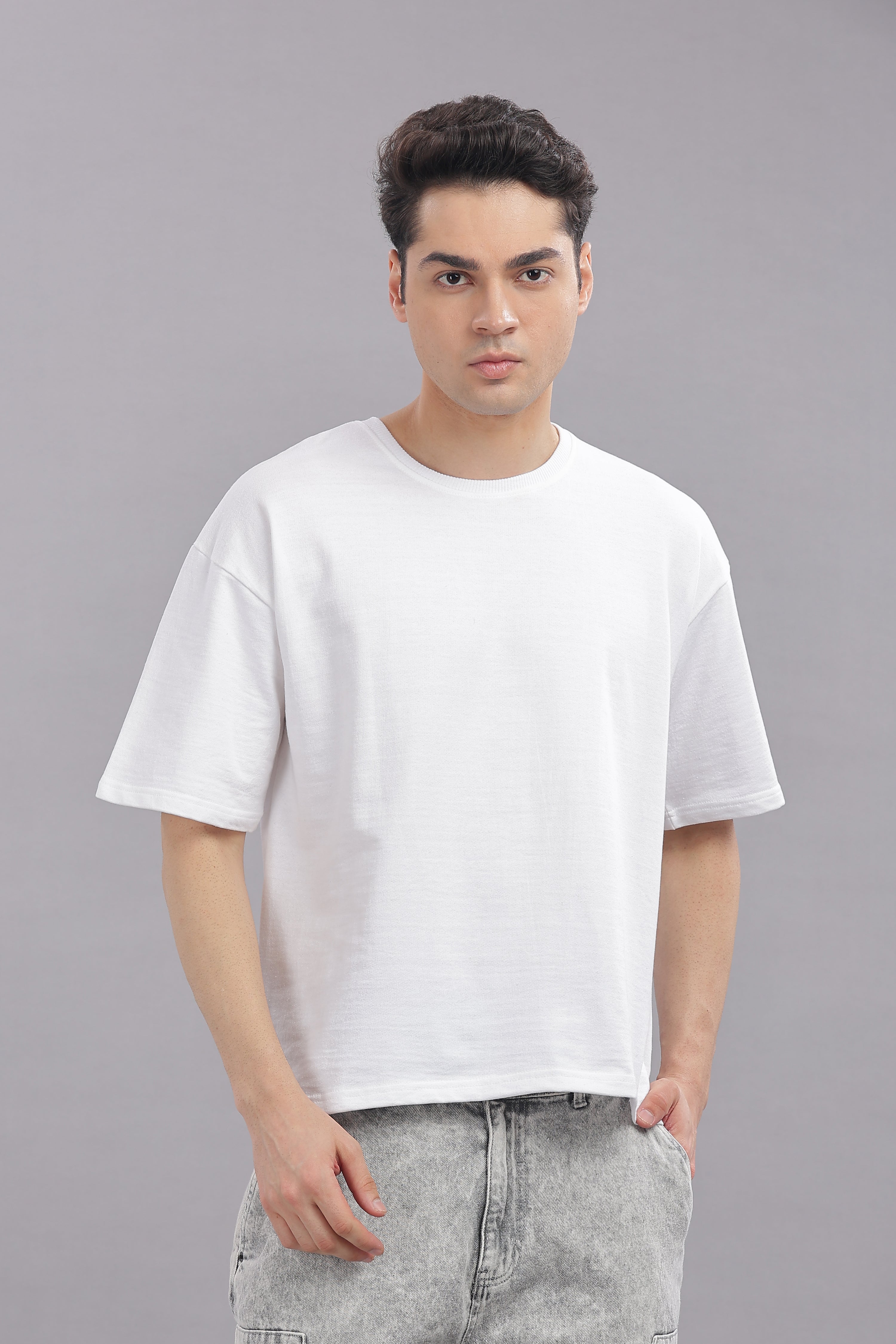 Men White Cotton Oversized T-Shirt