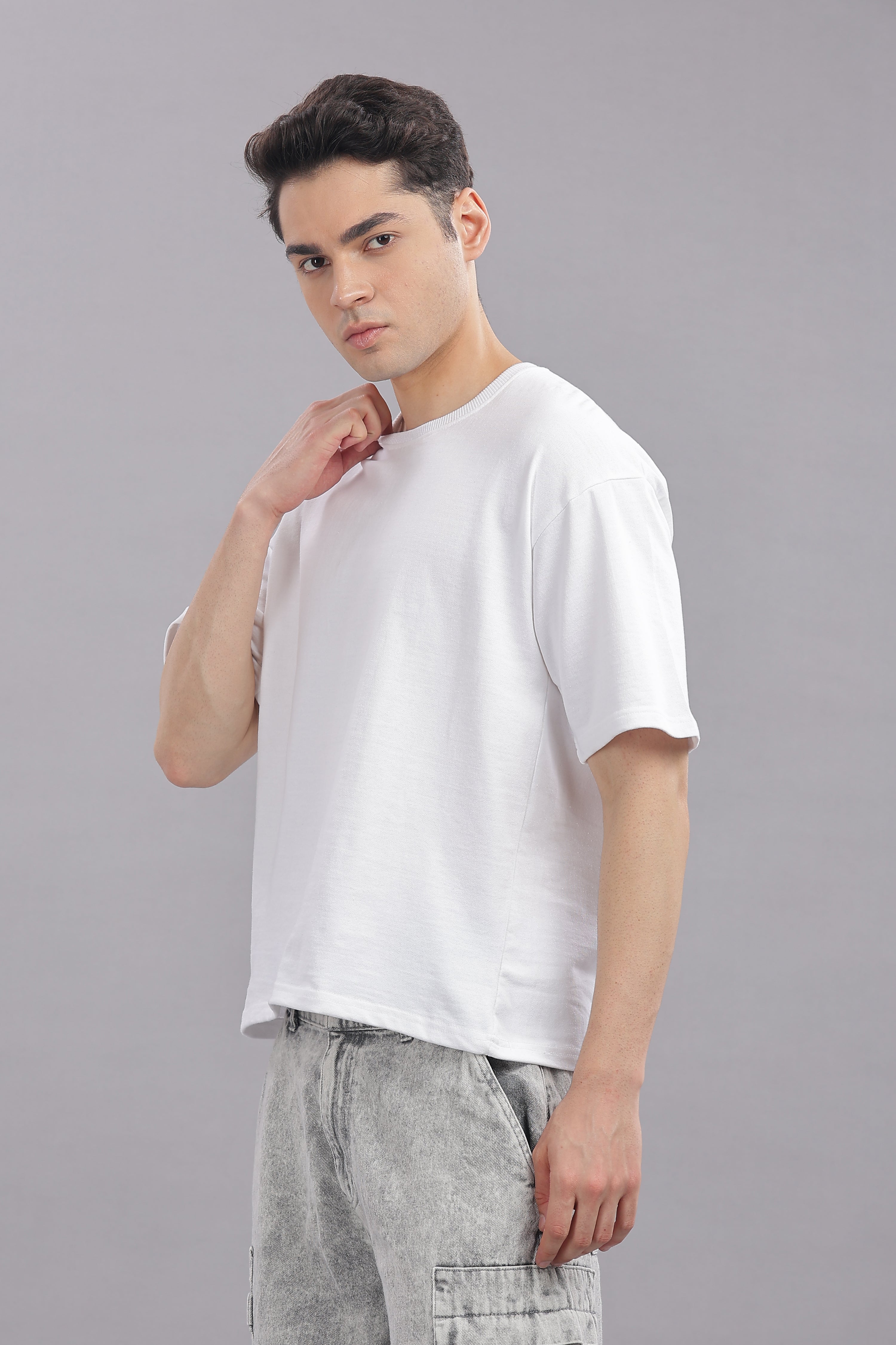 Men White Cotton Oversized T-Shirt