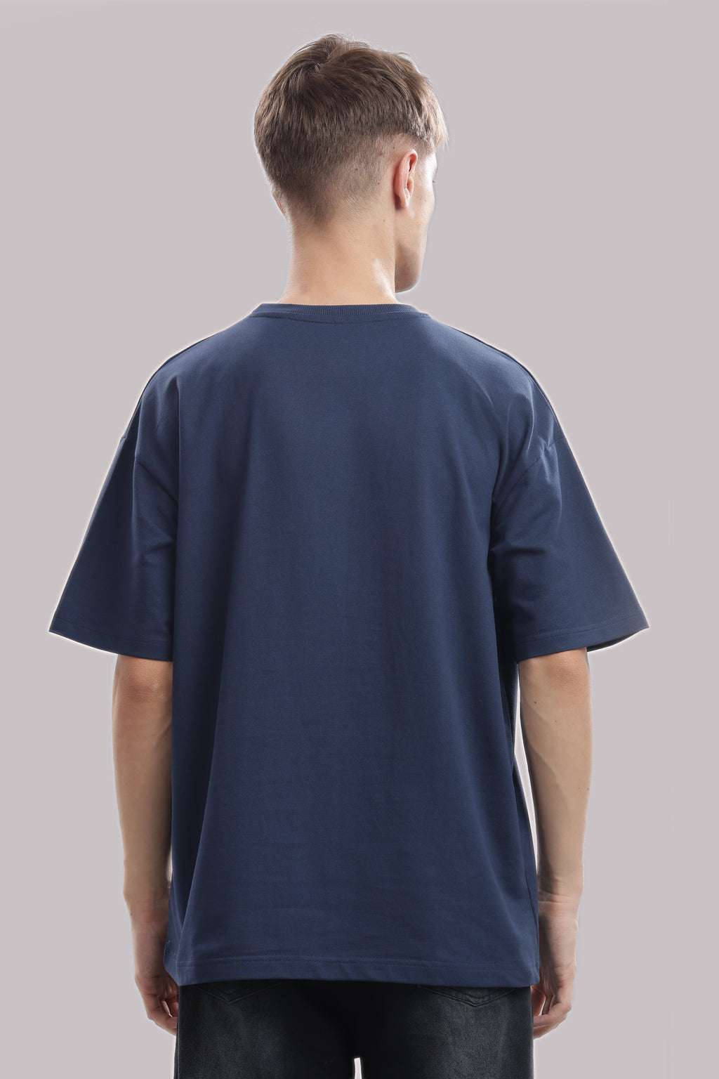 Men Blue Cotton Oversized T-Shirt