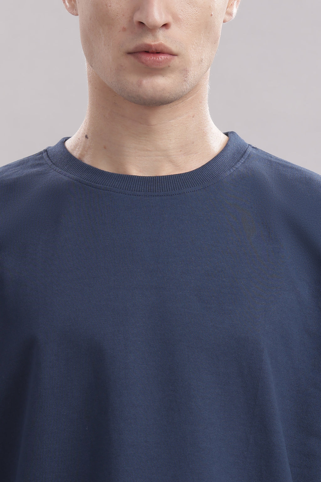 Men Blue Cotton Oversized T-Shirt
