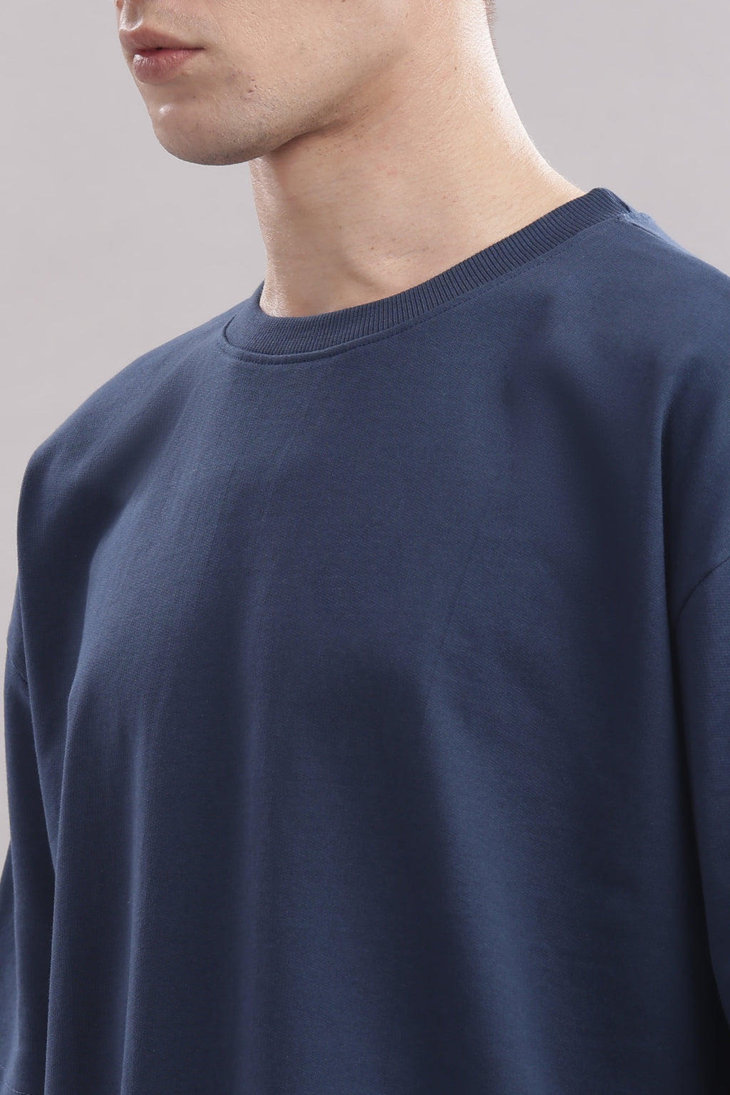 Men Blue Cotton Oversized T-Shirt