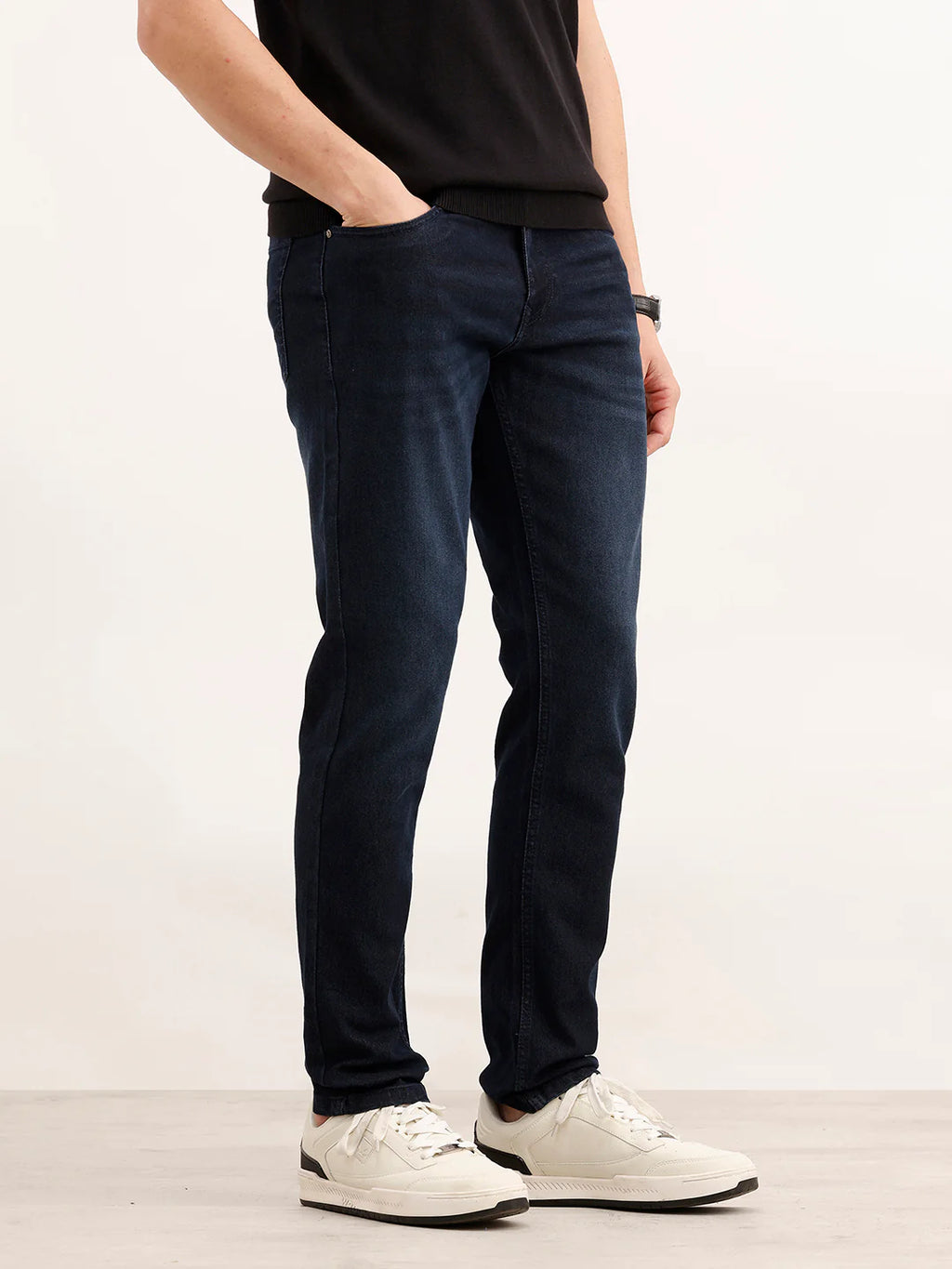 Solid Slim Fit Denim Jeans  | Dark Blue