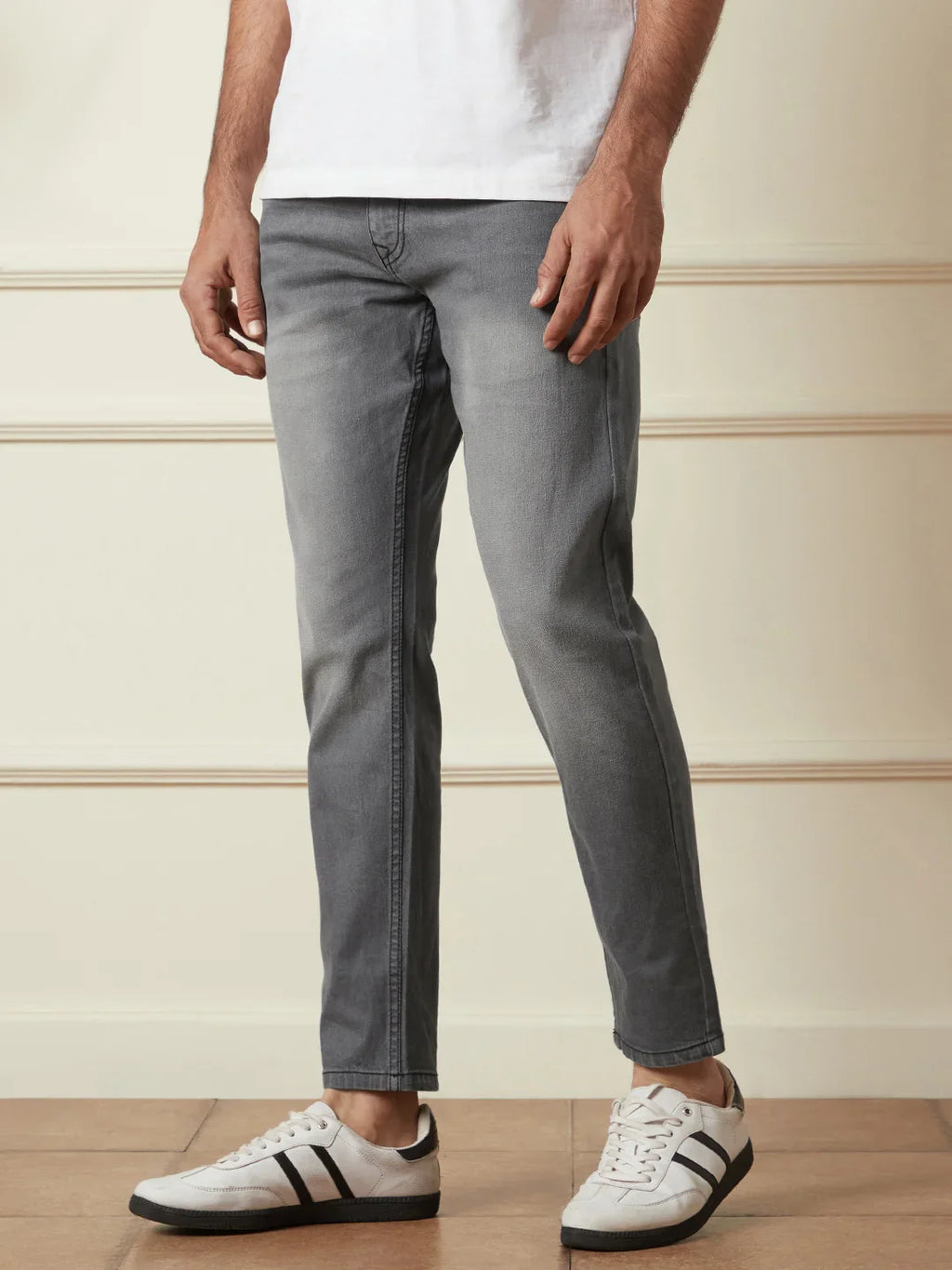 Vintage Wash Skinny Crop Jeans | Grey